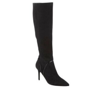 BLEECKER & BOND Maya Black Suede Heeled Knee High Boot Size 6.5M
